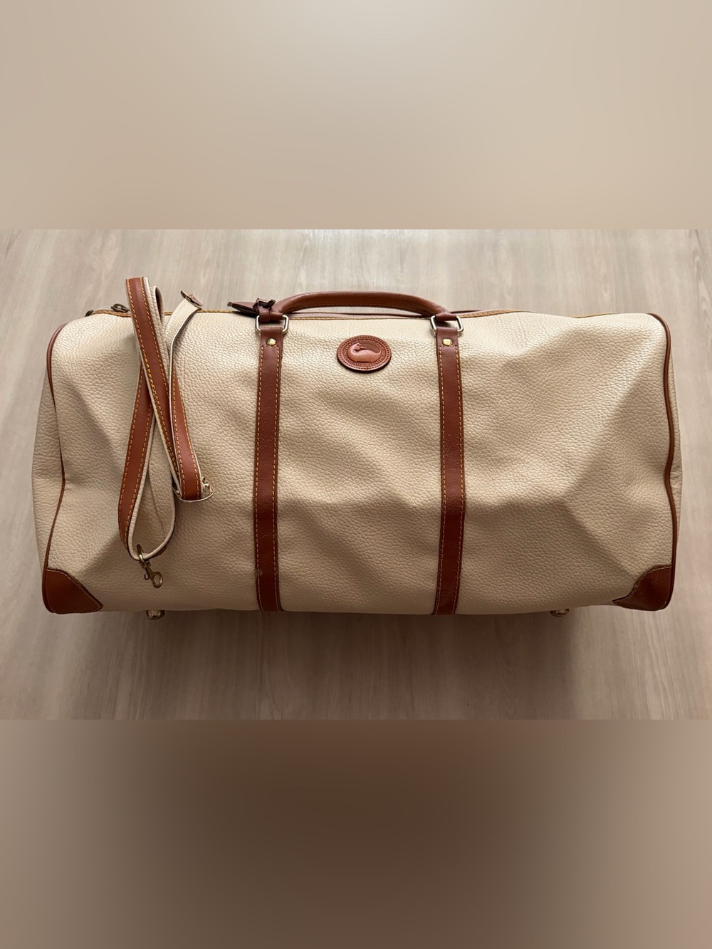 Vintage Dooney & Bourke Duffle Bag Tote Travel Luggage Pebbled Leather Style